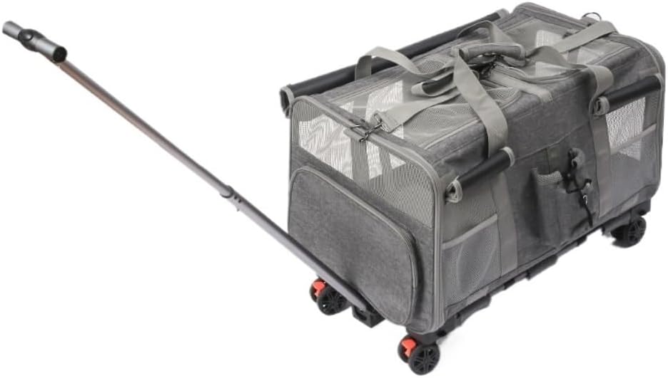 Kitten Carrier Pet Trolley Box Cat Outing Portable Hatchback Isolated Breathable Handbag Trolley Cat Bag Outing Backpack Cat Bag(Black)