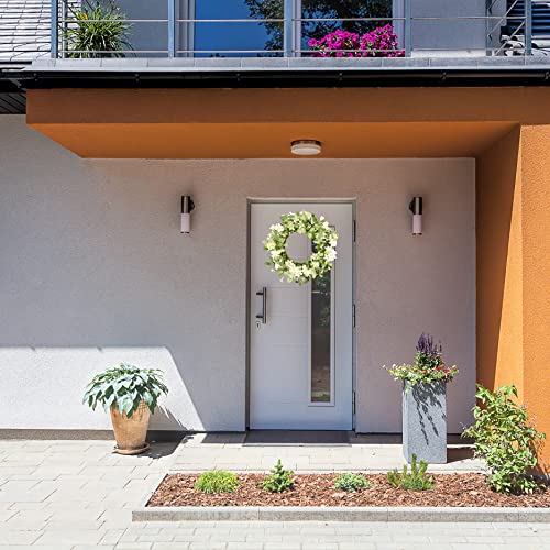 Wreathdream 18'' Spring Wreath Summer Wreath For Front Door With Green Eucalyptus Leaves And White Cherry Blossoms For Home Outdoor Farmhouse Porch Wall Decoration, White Gift Box Included #TOP2