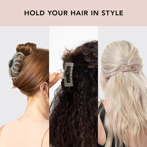 Kitsch Open Shape Assorted Claw Clips, Durable Hair Clips for Women -3 pcs | Medium Womens Hair Clips for Thick Hair, Flat Lay Hair Clip & Big Octopus Claw Clips For Updos, Half Updo - image 4