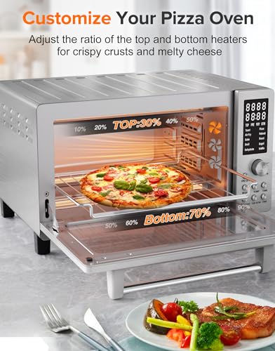 Nuwave Bravo Pro Smart 21QT Toaster Oven Air Fryer Combo, Convection Oven Countertop, 10 functions all in 1, with even & quick crisp technology, 50-450°F, 1800W, Stainless Steel