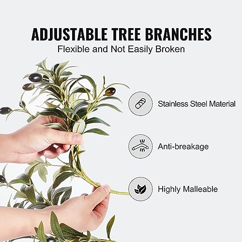 Image of VEVOR Artificial Olive Tree, 5 FT Tall Faux Plant, Secure PE Material & Anti-Tip Tilt Protection Low-Maintenance Plant, Lifelike Green Fake Potted Tree for Home Office Warehouse Decor Indoor Outdoor