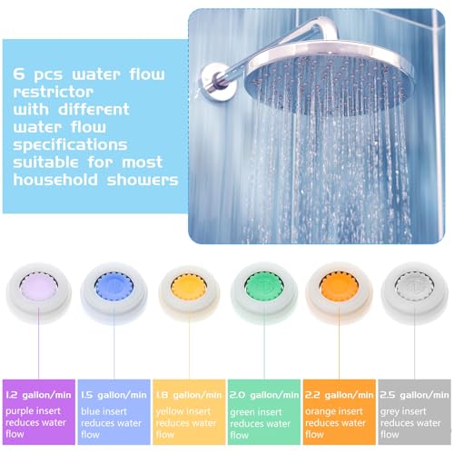 Image of Honoson 2 Set Shower Flow Reducer Limiter Set 1 /2 Inch Flow Restrictor Control Valve for Fixed Handheld and Shower Head 1.2 /1.5 /1.8 /2 / 2.2 /2.5 Gpm
