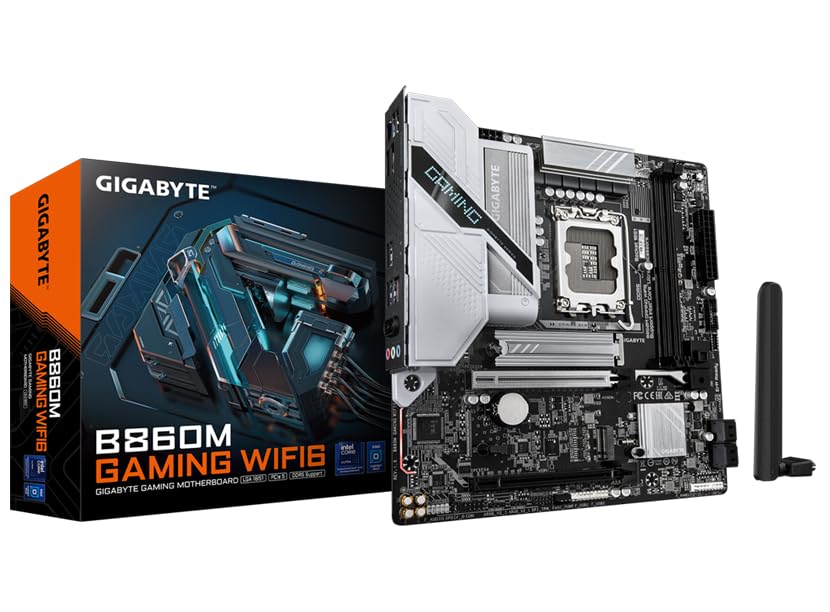 GIGABYTE B860M Gaming WIFI6 Micro-ATX Motherboard – LGA1851, DDR5 9066(OC), PCIe 5.0, .5GbE LAN, Wi-Fi 6, Bluetooth 5.3