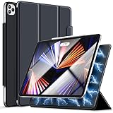 Gahwa Funda Magnética para New iPad Pro 12.9 Inch 2021/2020/2018, Cubierta Trasera Protectora Inteligente, Estuche Protector Plegable con Auto Estela/Sueño - Negro