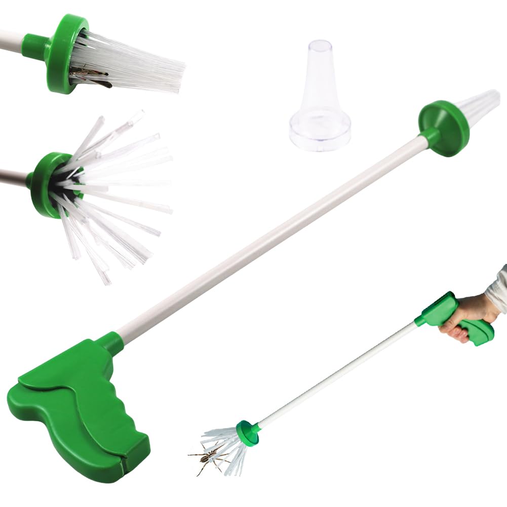WFKKMEQ Foldable Spider Catcher Long Handled, Adjustable Contactless Catching Tool, Remove Insects, Pest Trap Bugs Catch Crawling Insect Trap for Home Indoor and Outdoor Use Hooded Cape