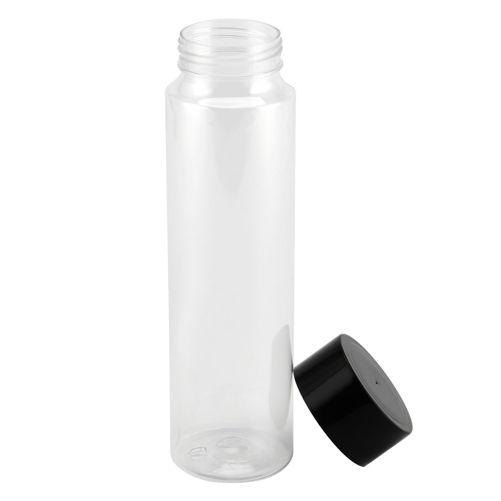 ZOENHOU Confezione da 18 bottiglie vuote in plastica trasparente da 400 ml, per succhi di frutta, con coperchio nero, contenitori per bevande con tappo per acqua