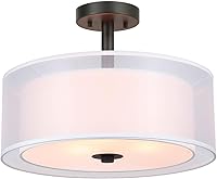 Vista 10 de XiNBEi Lighting XB-SF1194-GB XB-SF1194-GB - Lámpara de techo semiempotrada de 16 pulgadas con pantalla de tela, acabado de latón dorado