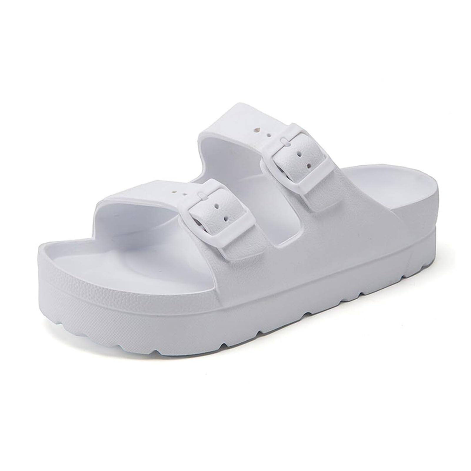 FXiaoy Women Cloud Slides with Arch Support Pillow Soft Adjustable Buckle Platform Sandals Lightweight Summer Beach Slippers Non-Slip Shower Shoes