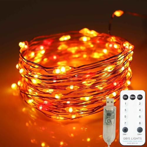 QBIS 100 Red, Orange, Yellow Halloween Lights, Fairy Twinkle Lighting
