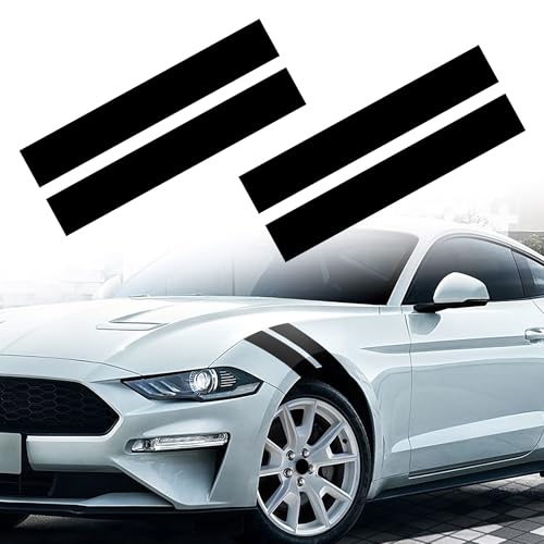 Image of TOMALL 2 Pair Racing Sport Stripe Vinyl Decals for Car Fender Hood Bumper Trunk Auto Stripe Graphic Stickers Decorations for Pickup Vehicle SUV Truck Off-Road (Black)