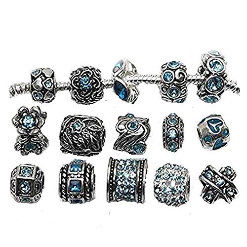 10 Assorted March Birthday Birthstone Birthstone Charms for European Snake Chain Style Spacer Bead stopper2