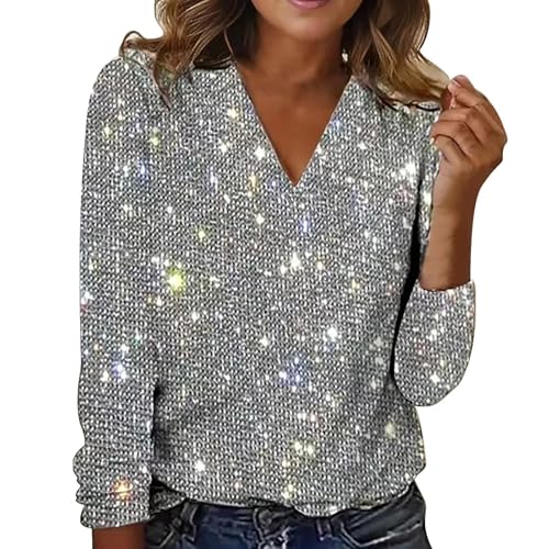 Sequin Tops for Women Fall Spring 2025 Long Sleeve...