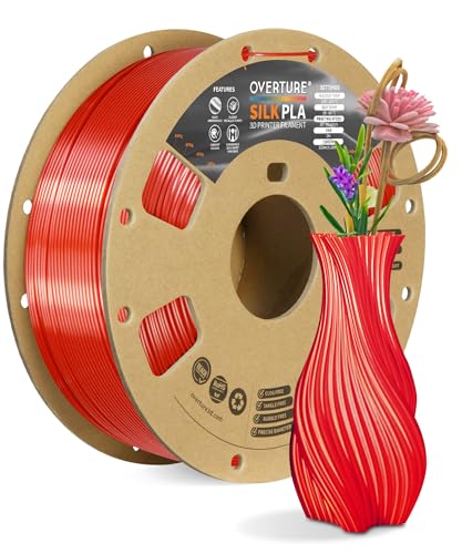 OVERTURE Silk PLA 1.75mm 詰まり防止光沢 3Dプリンターフィラメント、1kg スプール (2.2ポンド)、寸法精度...