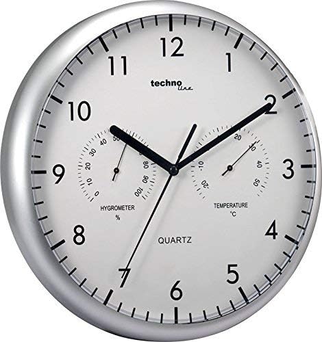 Technoline WT 650 Wall Clock with Thermo and Hygro, Silver, 26x4.5x26 cm - Image 5