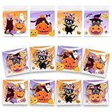 TANOKOX ラッピング 袋 opp袋 クリスマス お菓子 キャンディ 小分け袋 個包装 ギフトバッグ （ハロウィン かぼちゃと黒猫 100×130mm 100枚）