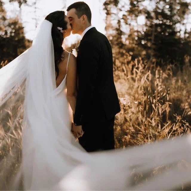 Miniatura 3 de Velo largo de la catedral de la boda velo de novia velo de la catedral blanca velo de novia de la boda para novias y mujeres, Blanco