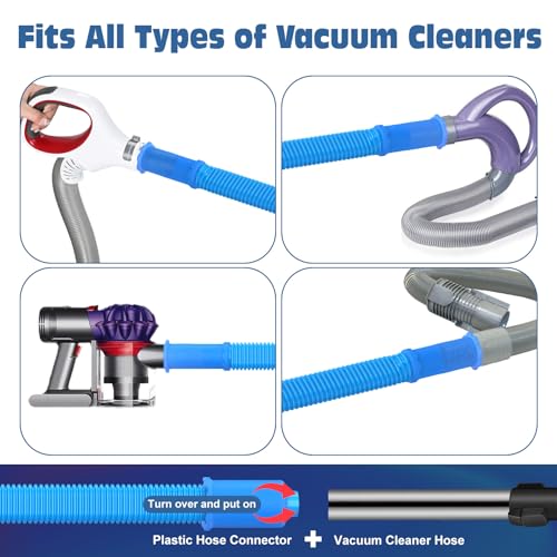 Image of 2Pcs Dryer Vent Cleaner Kit, Lint Brush & Universal Vacuum Hose Blue | Upgraded Flexible Hose Design for Smooth Airflow Without Whistling Noise