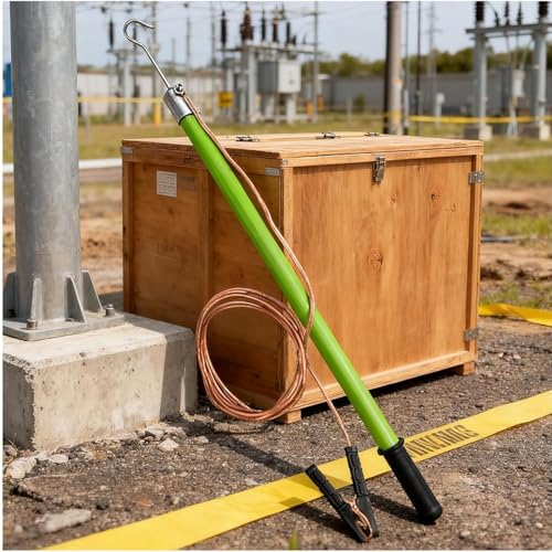 High Voltage ESD Discharge Rod - 10kV Anti-Static Removal Stick, 1m Epoxy Ion Rod with Copper Wire & Hook for Electronics Repair, Safe Grounding Tool for Static Electricity
