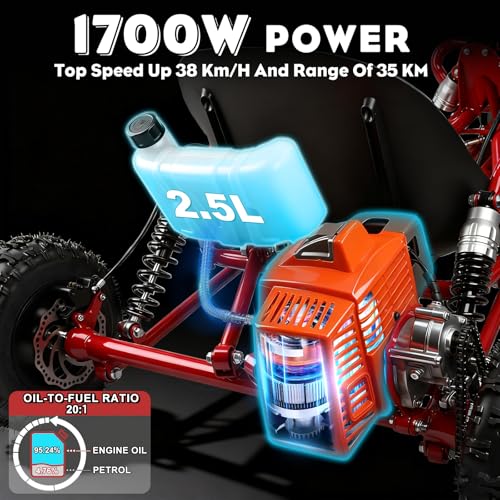 Image of Gas Powered Go Kart, 1700W Go Kart for Adults & Kids with Premium Steel Tubular Frame, 2 Stroke Off-Road Kart with 6'' Tires Featuring 2.5L Tank,Hydraulic /Rear Disc Brake, 25MPH