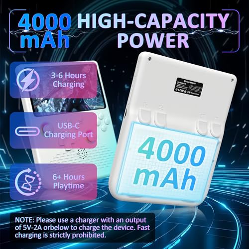 Image of H5 Retro Gaming Console, 5.0 Inch IPS HD Screen Handheld Game Console, 256GB TF Card Build-in 40000+ Classic Games, Portable Video Arcade Support 34+ Emulators with 4000mAh Battery, White