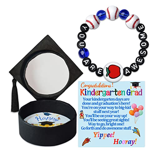 Jycycem Graduation Gifts Bracelet with Bear Cap Box and Card Happy Gift for Graduates Congratulations Grad Graudating String Baseball Beads Jewelry You Are Awesome Gift for Graduate (B-K)