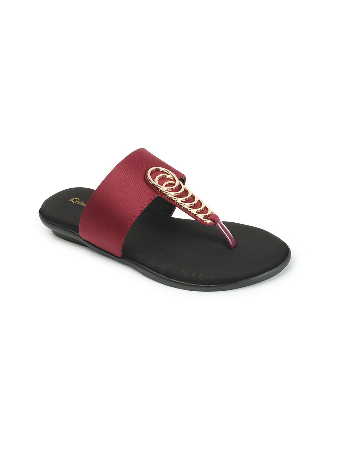 Retro Walk Embellished Open Toe Flats(6126_Maroon) (B0D6MHZ3YY) Amazon Price History, Amazon Price Tracker
