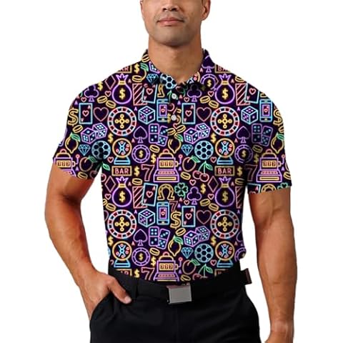 Maylian Mens Golf Shirt Moisture Wicking Quick-Dry 3D Printed Performance Polo Summer (Small,5) Cover