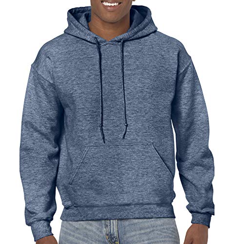 Gildan Felpa Uomo Heavy Blend G18500, Heather Sport, blu scuro