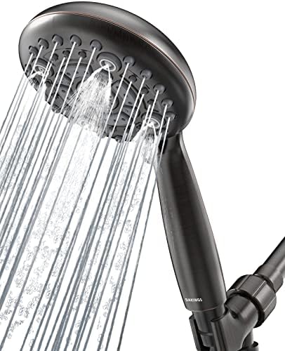 DAKINGS 6 Spray Modes High Pressure Handheld Showerhead Set Upgraded 5 Inches Showerheads with Handheld Spray Oil Rubbed Bronze Handheld Shower 60 Inches Stainless Steel Hose For Low Water Pressure