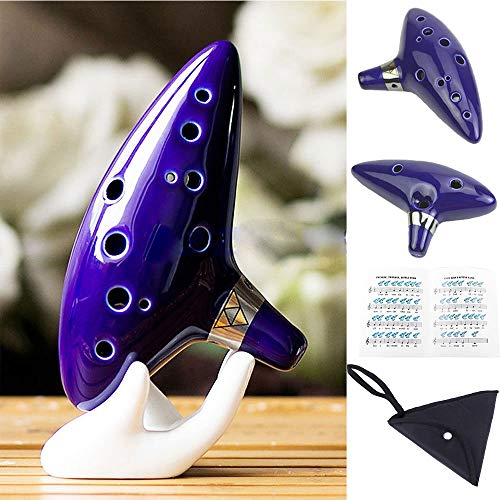 Image of amiciSound 12 Hole Ocarina Alto C Key Flute Folk Musical Instrument with Ceramic Hand Shaped Mount and Music Sheet(Ocarina for Beginners)