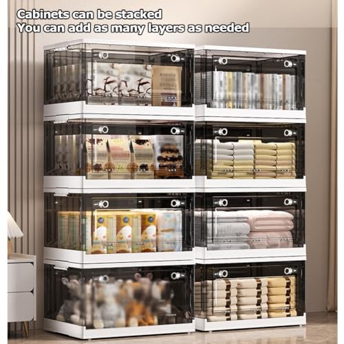 Contenedores de almacenamiento apilables con ruedas y tapas transparentes para dormitorio, sala de estar, oficina, 50 x 35 x 25 cm