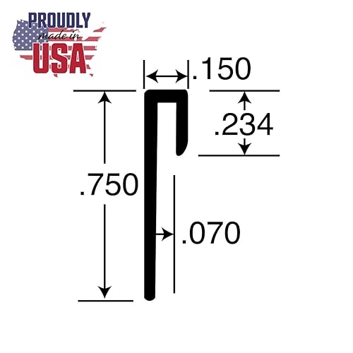 Miniatura 2 de Outwater Canal en J de aluminio para material de 116 pulgadas de grosor, acabado de molino de aluminio, molde de tapa de aluminio de 72 pulgadas de