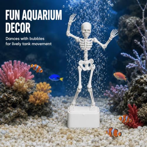 Image of Dancing Skeleton Aquarium Ornament with air Bubble Action | 3D Printed | Fun Aquarium Decor for Freshwater & Saltwater Tanks(Suction Cup not Included)