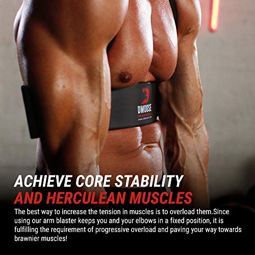 DMoose Arm Blaster for Biceps Triceps Bodybuilding Muscle Strength Gains Workout Equipment Training Contoured Bicep Blaster Isolator Preacher Curling Weight Lifting Adjustable Strap Neoprene Padding