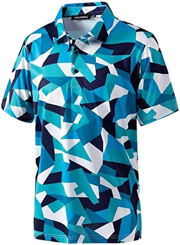 TRUSMOL Men's Golf Shirts Short Sleeve Dry Fit Print Moisture Wicking Casual Polo Shirt Blue Camouflage