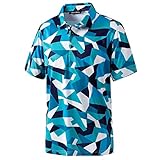 TRUSMOL Men's Golf Shirts Short Sleeve Dry Fit Print Moisture Wicking Casual Polo Shirt Blue Camoufl