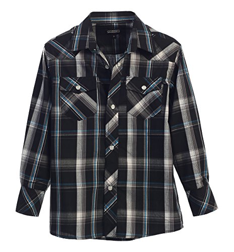 Image of Gioberti Boys Casual Western Plaid Long Sleeve Pearl Snaps Shirt