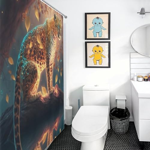 Rideau de douche imperméable léopard 122x183cm en polyester lavable - 3