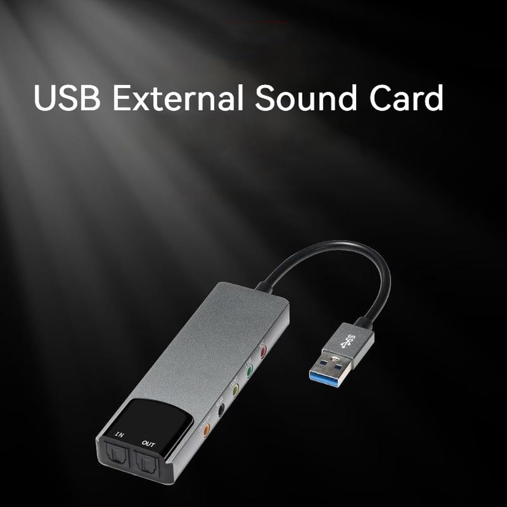 Carte son USB externe en aluminium avec fibre optique SPDIF, prise en charge AC3 pour dts 5.1 canaux pour audio PC