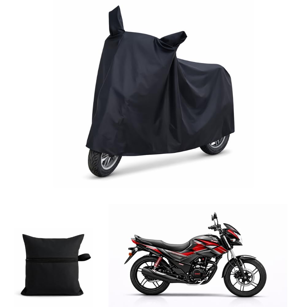 All Weather UV Protection & Dustproof Bike Body Cover for Honda Shine 125 | Two Wheeler Cover with Carry Bag (Black)-picture-15