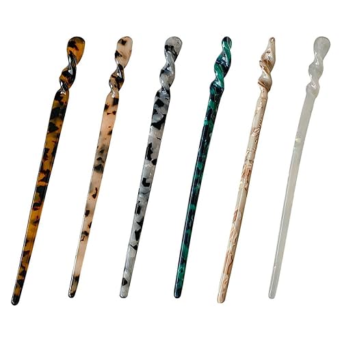 Miniatura 1 de 6 Pack Acetate Hair Sticks Vintage Chinese Chopsticks Print Hair Pins Accessories for Women and Girls