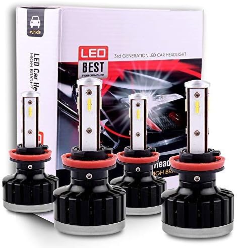 SCITOO H11+H11 LED Headlight Bulb Conversion Kit High Low Beam Brighter Cree White Light LED Headlight - 16000Lm 150W 6000K Focus Light - 1 Year Warranty(4pcs)