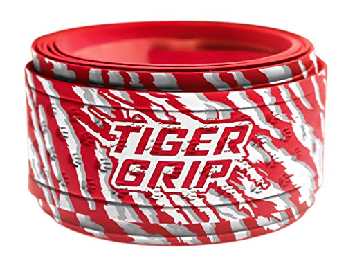 Tiger Grip Bat Wrap/Bat Tape for Baseball and Softball - 1.1mm - Big Red (Red,White,Gray)