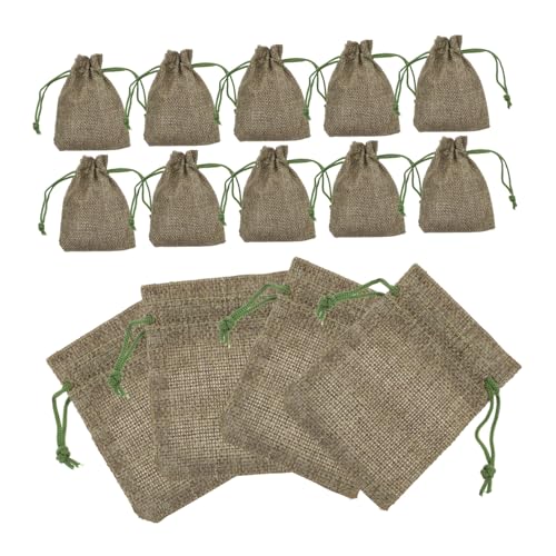 PRETYZOOM 50 Piezas Bolsas De Cristal Pequeñas Bolsas De Arpillera Con Cordón Mini Bolsas De Arpillera Bolsa De Joyería Bolsa De De Saco De Arpillera Bolsas De Joyas Cm Olive Green