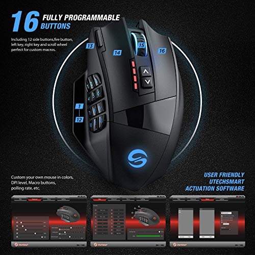 Utechsmart Rgb Gaming Mouse Pad And Venus Pro Rgb Mmo Wireless Gaming Mouse, Large Extended Soft Led Mouse Pad With 14 Lighting Modes, 16,000 Dpi Optical Sensor, 2.4 Ghz Transmission Technology #TOP7