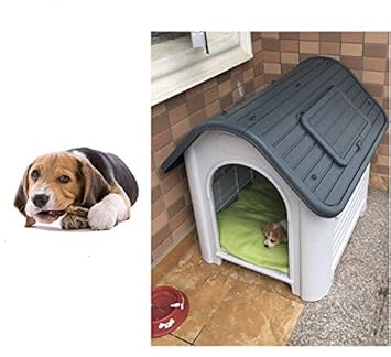 Emily Pets Indoor Pet Dog House Portable Waterproof Plastic Puppy Shelter All Weather Roof Cat Dogs House with Skylight