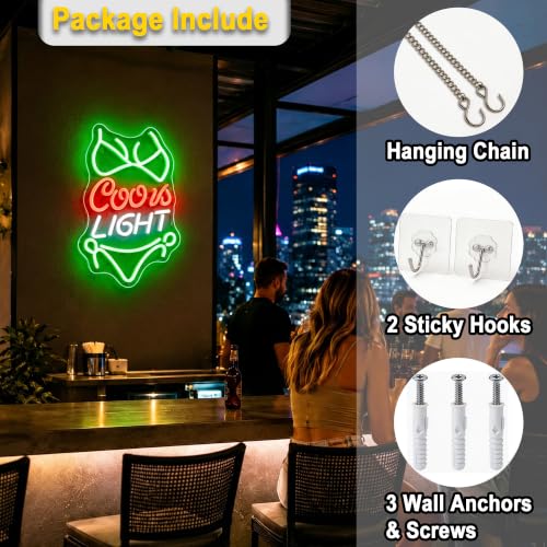 Image of Coors Neon Sign for Wall Decor Light Up Sign Crs Led Signs for Man Cave Room Bar Pub Party Home Wall Decor USB Powered