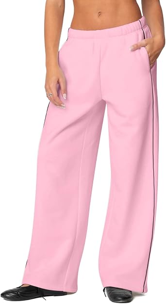 HeSaYep Womens Fleece Lined Wide Leg Sweatpants Winter Thermal Warm Baggy Straight Leg Sweat Pants with Pockets