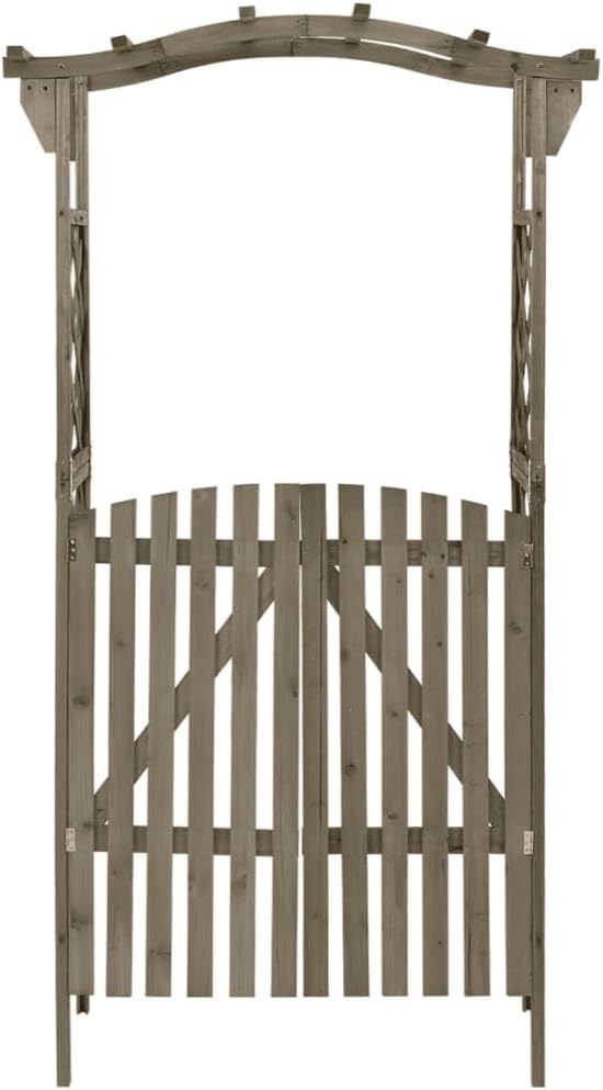Solid Firwood Garden Pergola with a Gate, Wood Trellis for Plant Climbing, Perfect for Outdoor Use,-333