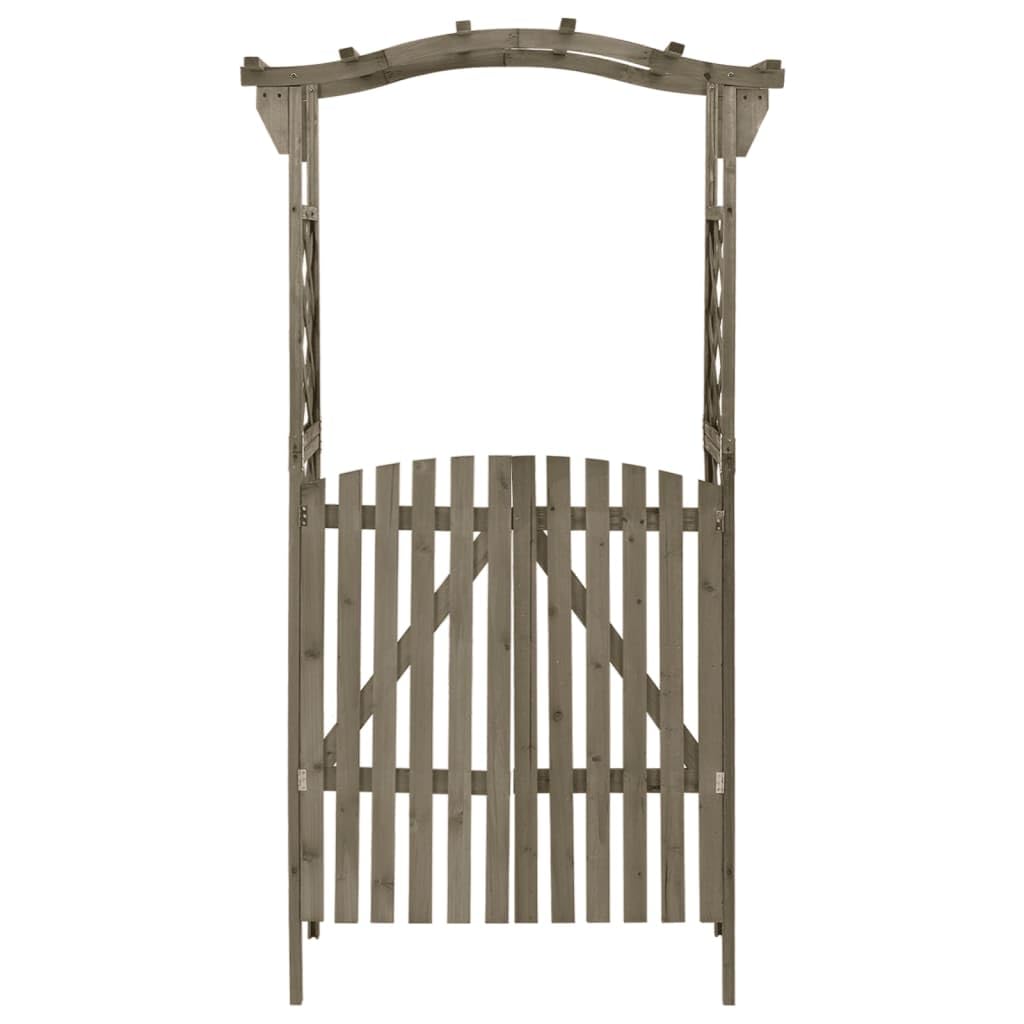 vidaXL Pergola z furtką, 116x40x204 cm, szara, lite drewno jodłowe, drewniana pergola, bramka ogrodowa, furtka ogrodowa, drewniane pergole